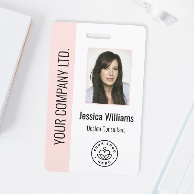 Custom Employee Photo, Bar Code, Logo, Name Blush ID Badge (Creator Uploaded)