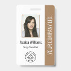 Custom Employee Photo, Bar Code, Logo, Name Brown
