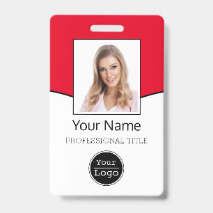Custom Employee Photo, Bar Code, Logo, Name ID Bad Badge