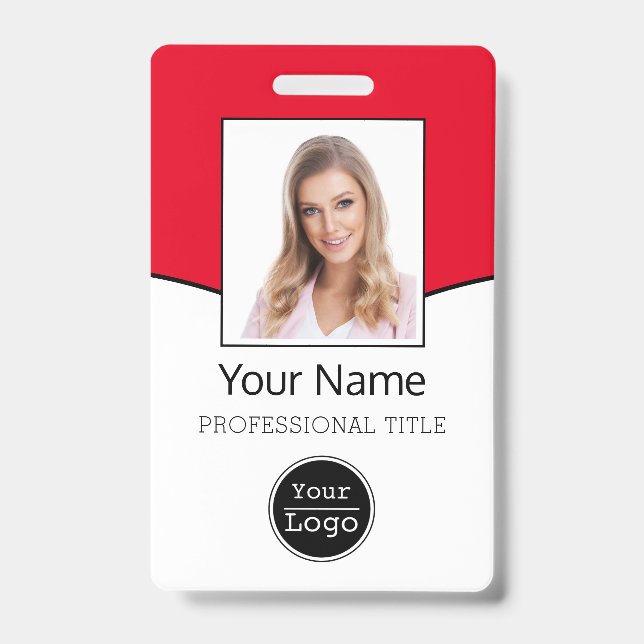 Custom Employee Photo, Bar Code, Logo, Name ID Bad Badge (Front)