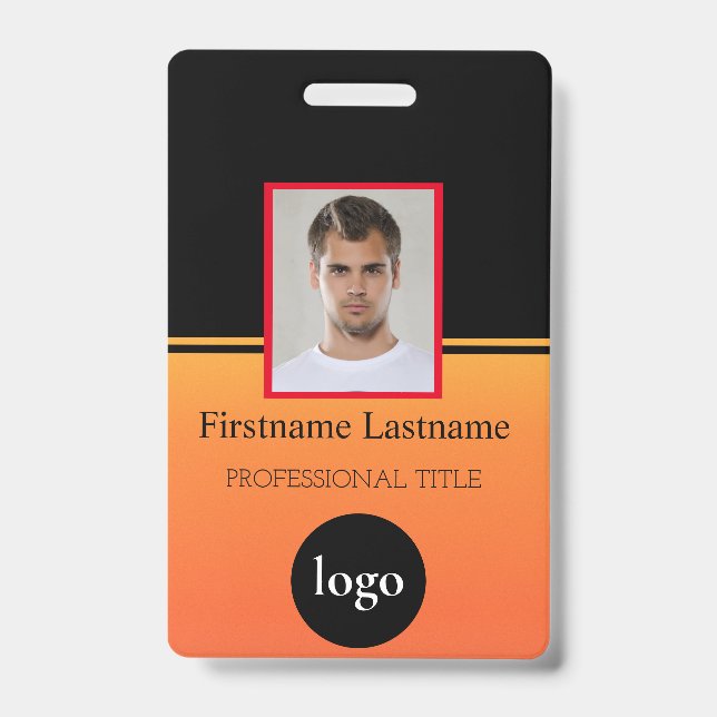 Custom Employee - Photo, Bar Code, Logo, Name ID Badge (Front)