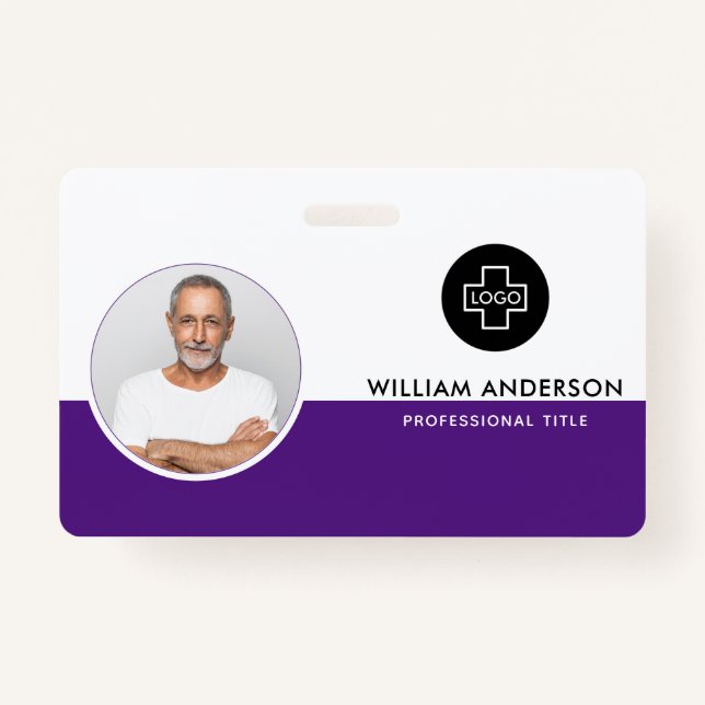 Custom Employee Photo, Bar Code, Logo, Name ID Badge (Front)