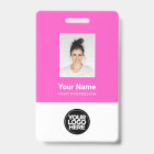 Custom Employee Photo, Bar Code, Logo, Name