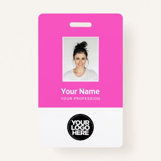 Custom Employee Photo, Bar Code, Logo, Name ID Badge (Front)