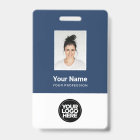 Custom Employee Photo, Bar Code, Logo, Name