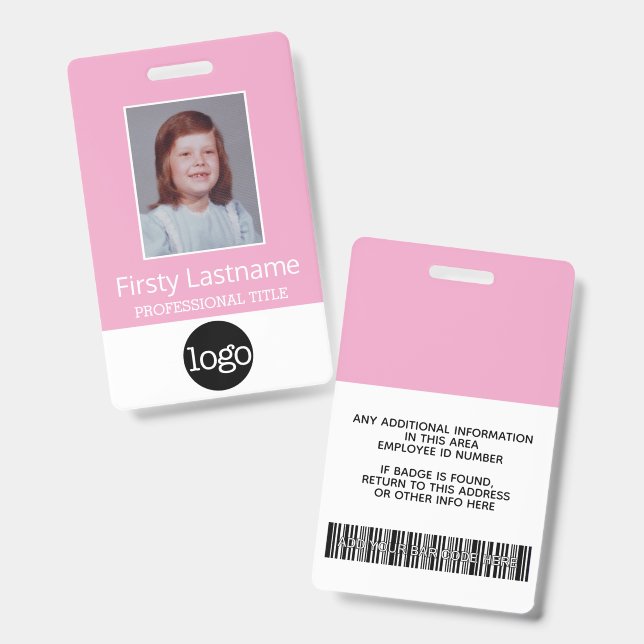 Custom Employee - Photo, Bar Code, Logo, Name ID Badge (Front & Back)