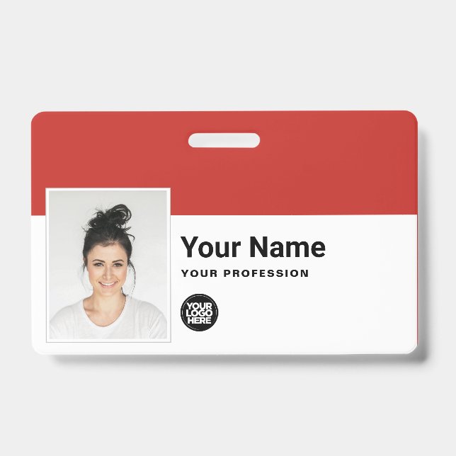 Custom Employee - Photo, Bar Code, Logo, Name ID Badge (Front)