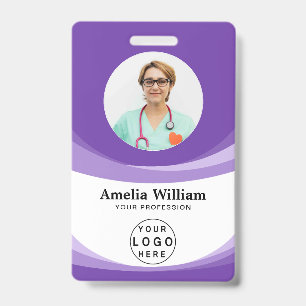 Custom Employee Photo, Bar Code, Logo, Name ID Badge