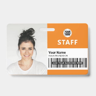 Custom Employee Photo, Bar Code, Logo, Name ID Badge