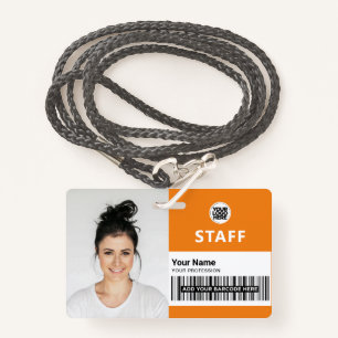 Custom Employee Photo, Bar Code, Logo, Name ID Badge
