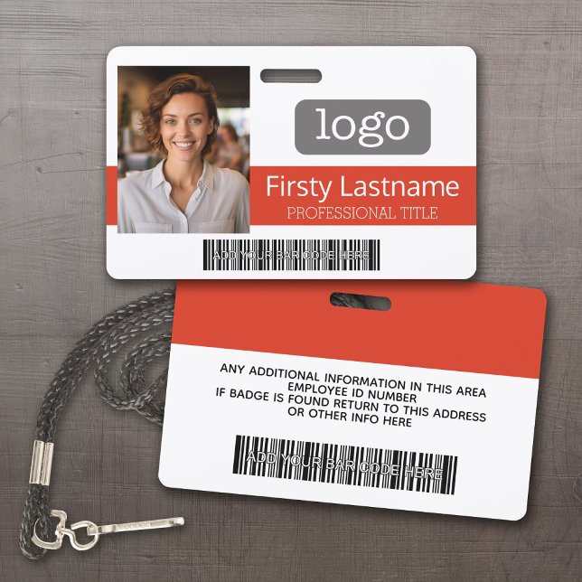 Custom Employee - Photo, Bar Code, Logo, Name ID Badge (Custom Employee ID Badges - thick plastic with full color print)