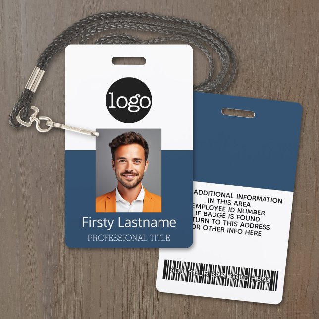 Custom Employee - Photo, Bar Code, Logo, Name ID Badge (Employee ID Badge - Customize Online with a Photo, Logo and More)