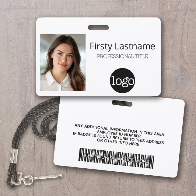 Custom Employee - Photo, Bar Code, Logo, Name ID Badge (Custom Photo ID Badge with logo and bar code)