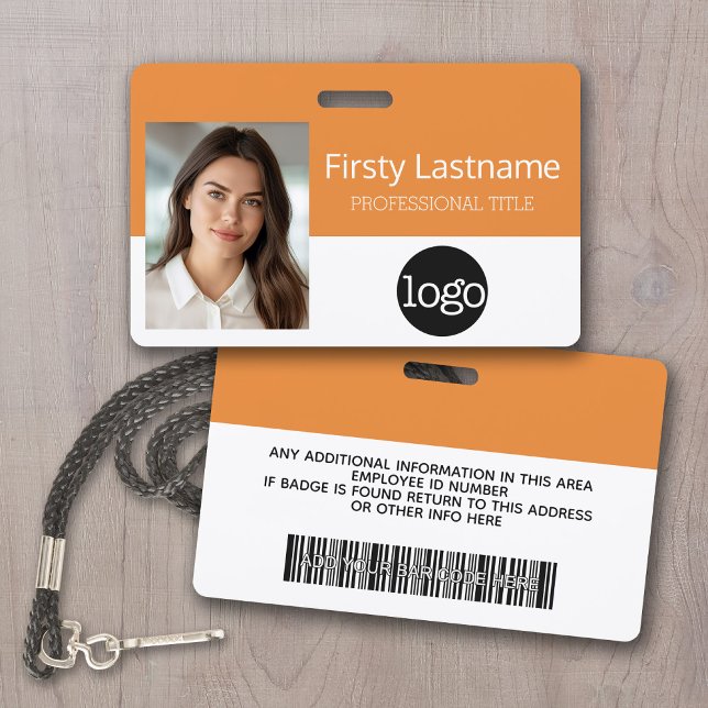 Custom Employee - Photo, Bar Code, Logo, Name ID Badge (Custom Photo ID Badge with logo and bar code)