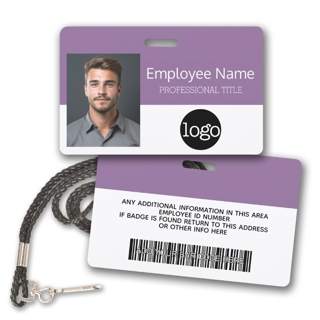 Custom Employee - Photo, Bar Code, Logo, Name ID Badge (Plastic ID Badge with Photo and Logo)