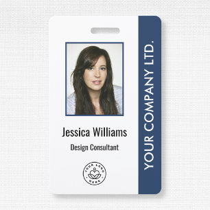 Custom Employee Photo, Bar Code, Logo, Name ID Badge