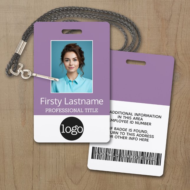 Custom Employee - Photo, Bar Code, Logo, Name ID Badge (Personalize this Employee ID Badge - A large color block is included. All items can be changed.)
