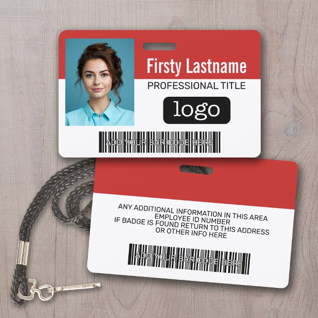 Custom Employee - Photo, Bar Code, Logo, Name ID Badge (Employee ID Badge with Company logo and photo)