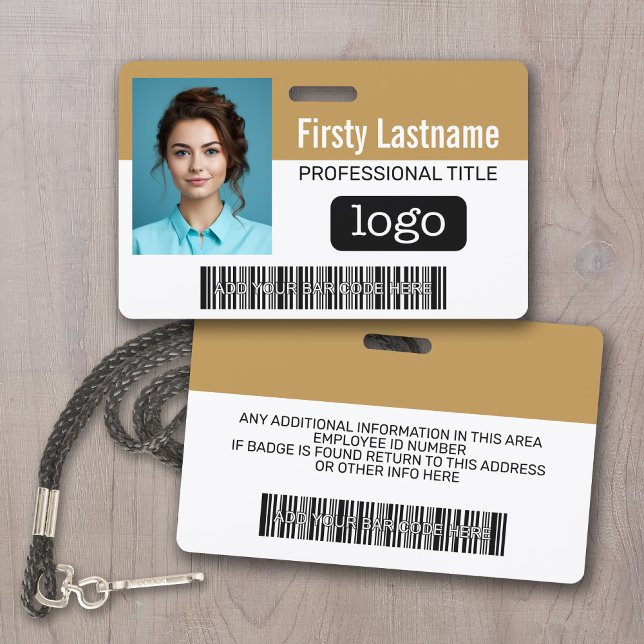 Custom Employee - Photo, Bar Code, Logo, Name ID Badge (Employee ID Badge with Company logo and photo)