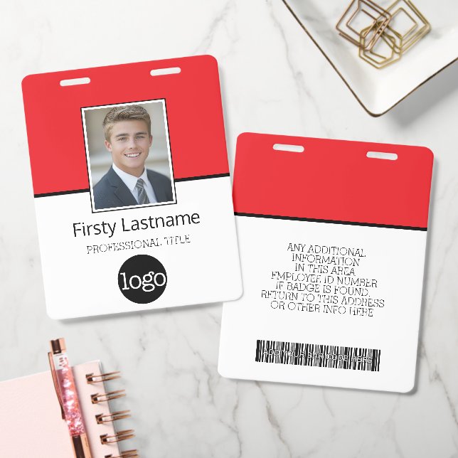 Custom Employee - Photo, Bar Code, Logo, Name ID Badge (Office)