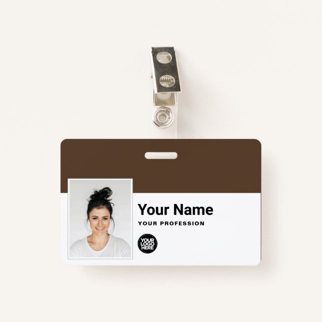 Custom Employee - Photo, Bar Code, Logo, Name ID Badge (Front with Clip)