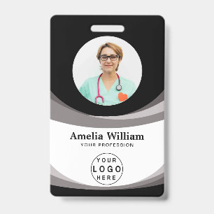Custom Employee Photo, Bar Code, Logo, Name   ID Badge