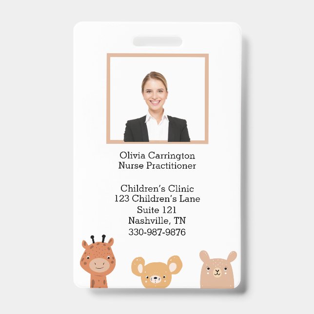 Custom Employee Photo Bar Code Logo Name ID Badge (Front)