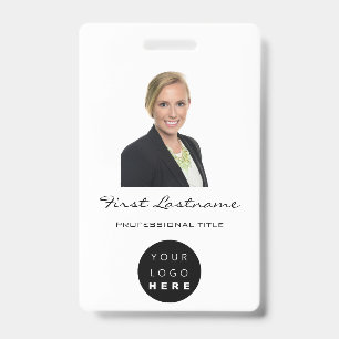 Custom Employee  Photo Bar Code Logo Name Minimali ID Badge