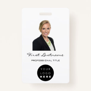 Custom Employee  Photo Bar Code Logo Name Minimali ID Badge