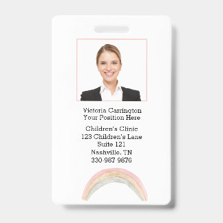 Custom Employee Photo Bar Code Rainbow Name Tag ID Badge