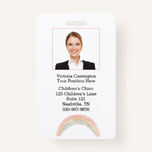 Custom Employee Photo Bar Code Rainbow Name Tag ID Badge