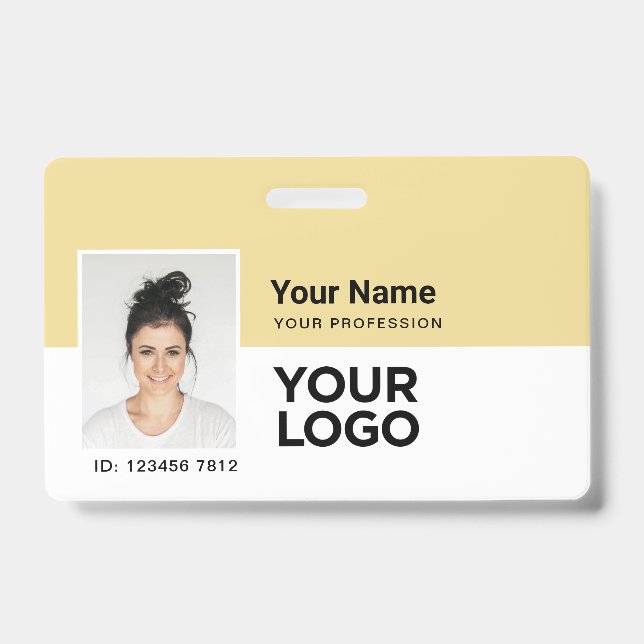 Custom Employee | Photo Bar or Qr Code Logo Name I ID Badge (Front)
