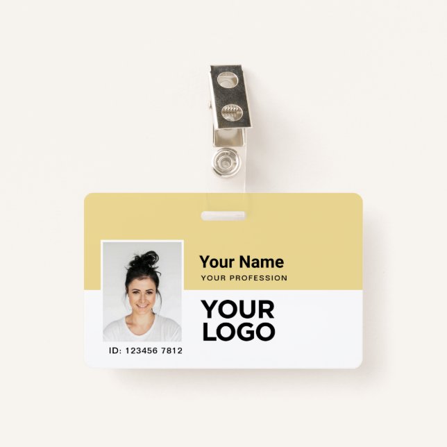 Custom Employee | Photo Bar or Qr Code Logo Name I ID Badge (Front with Clip)