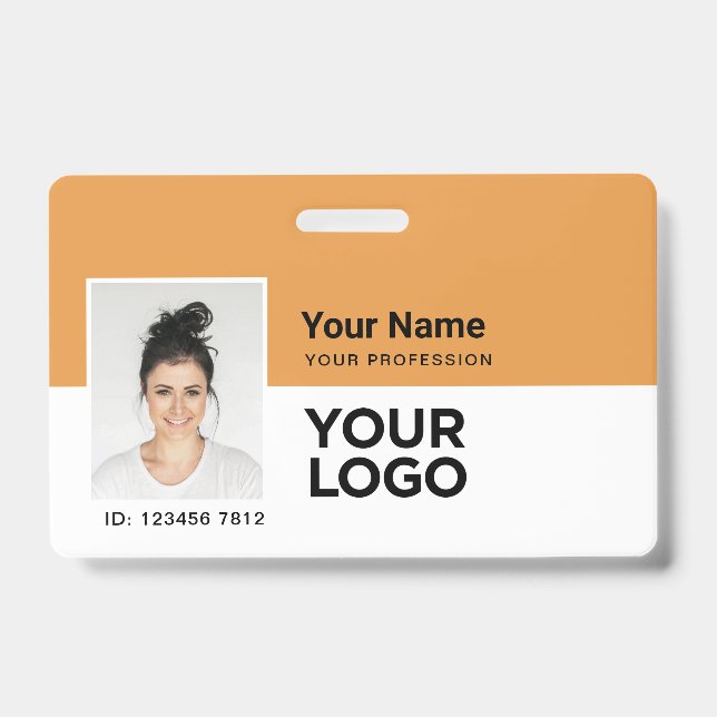 Custom Employee | Photo Bar or Qr Code Logo Name ID Badge (Front)