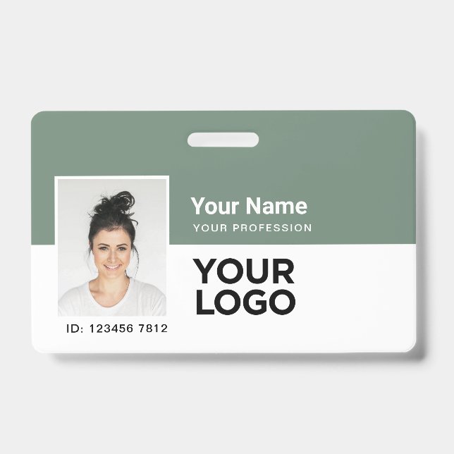 Custom Employee | Photo Bar or Qr Code Logo Name ID Badge (Front)