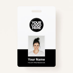 Custom Employee - Photo, BarCode, Large Logo, Name ID Badge