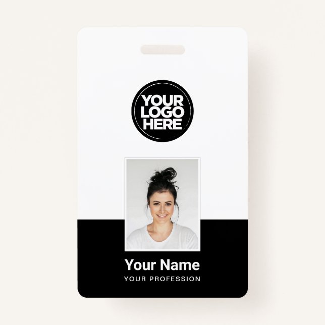 Custom Employee - Photo, BarCode, Large Logo, Name ID Badge (Front)