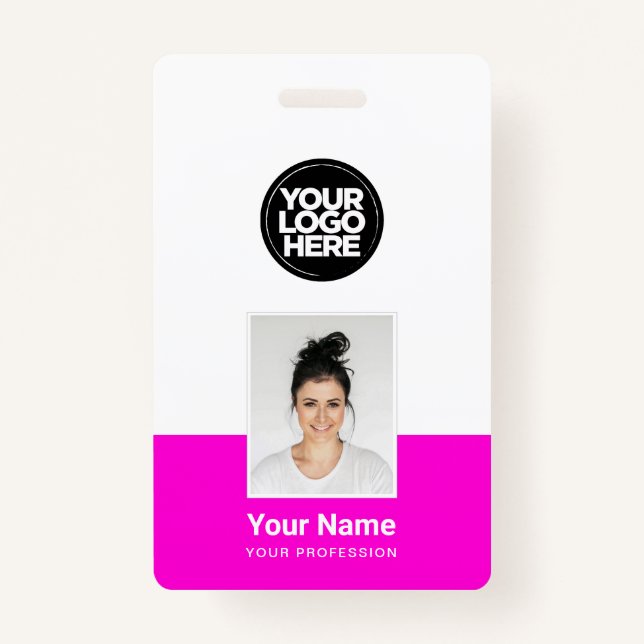 Custom Employee - Photo, BarCode, Large Logo, Name ID Badge (Front)