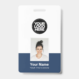 Custom Employee - Photo, BarCode, Large Logo, Name ID Badge