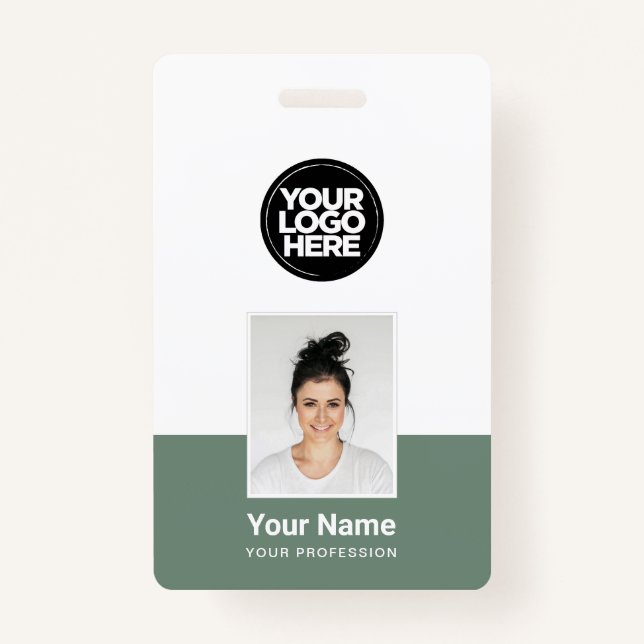 Custom Employee - Photo, BarCode, Large Logo, Name ID Badge (Front)