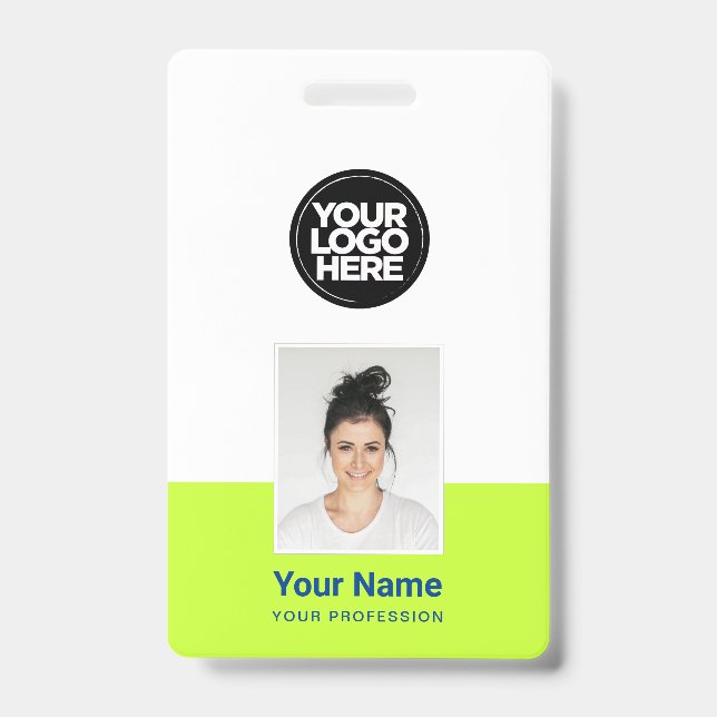 Custom Employee - Photo, BarCode, Large Logo, Name ID Badge (Front)