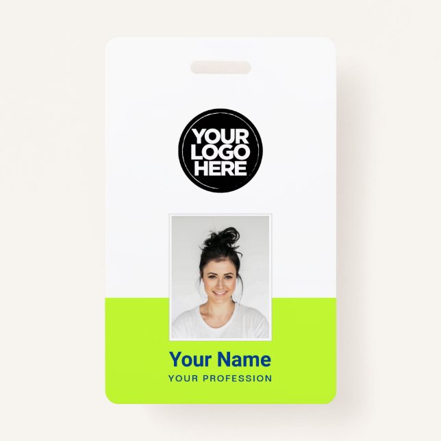 Custom Employee - Photo, BarCode, Large Logo, Name ID Badge (Front)