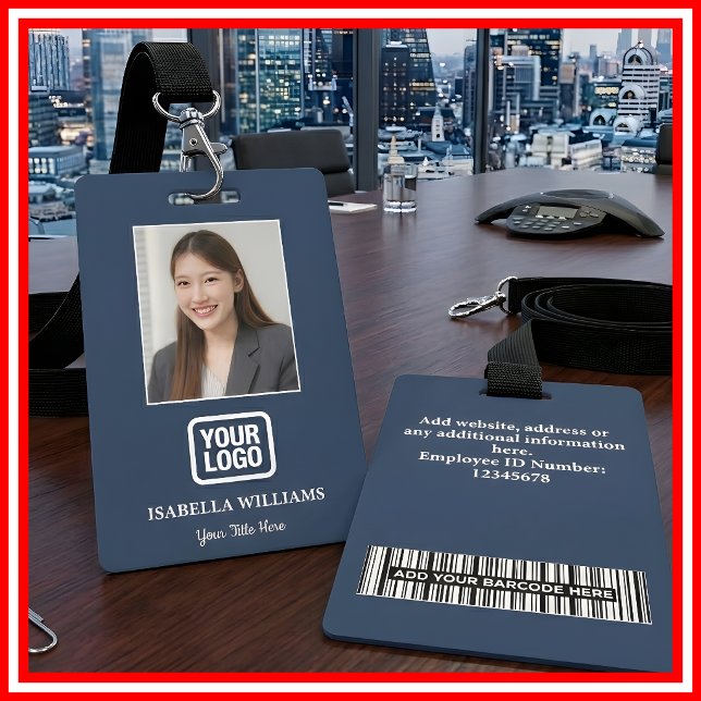 Custom Employee Photo, Barcode, Logo, Name Badge ID Badge (Creator Uploaded)