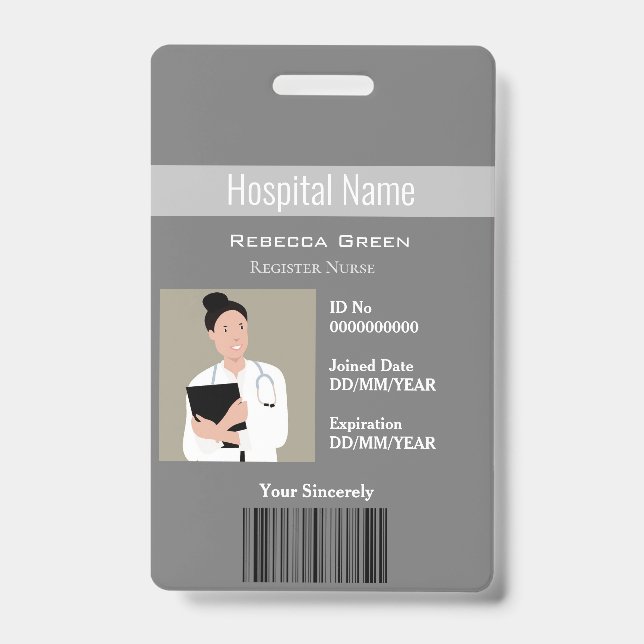 Custom Employee Photo Barcode Name Logo ID Badge (Front)