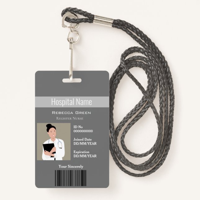 Custom Employee Photo Barcode Name Logo ID ID Badge (Front with Lanyard)
