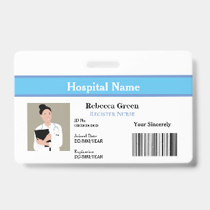 Custom Employee Photo Barcode Nurse Doctor Name ID Badge