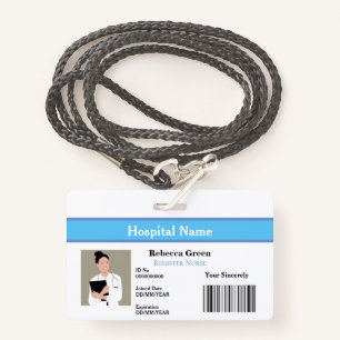 Custom Employee Photo Barcode Nurse Doctor Name ID Badge