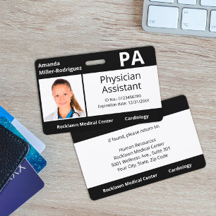 Custom Employee Photo Black Hospital ID ID Badge