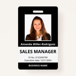 Custom Employee Photo Black White ID ID Badge