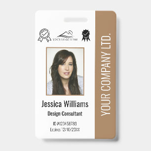 Custom Employee Photo Certification Brown ID Badge